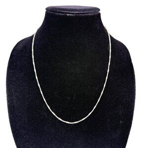 Sterling Silver Womens Delicate Beaded Necklace Lightweight Elegant 925